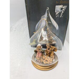 Vtg 92 Roman Fontanini Ornament Glass w/ Holy Family Nativity Christmas